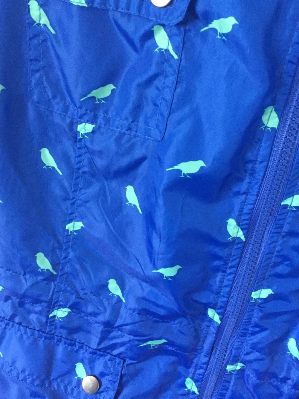 Mossimo Supply Co. Blue Hooded Lightweight Utility Jacket with Bird Print - Picture 4 of 6